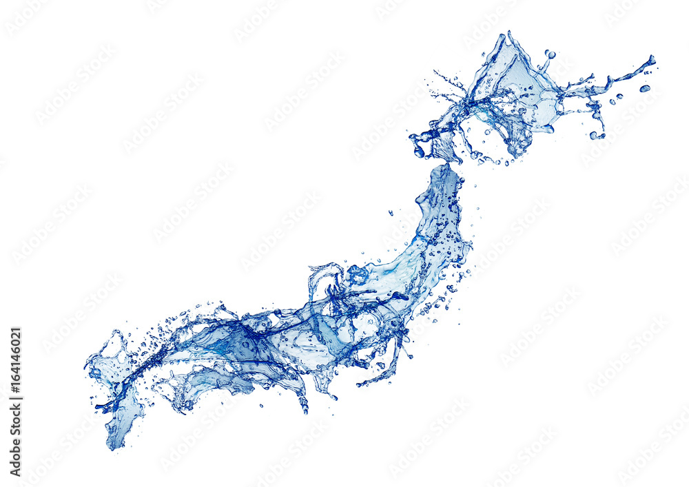 日本地図の形をした水しぶき 日本地図の形をした水しぶき