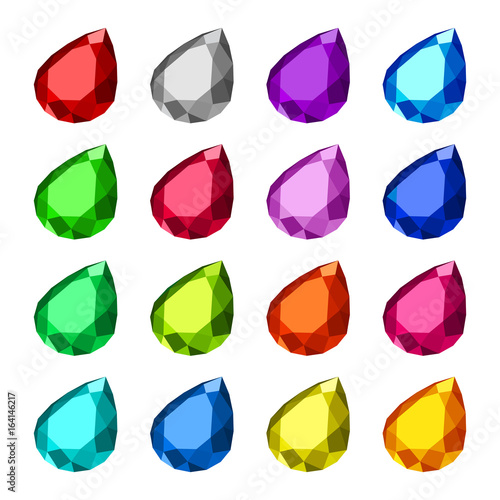 teardrop gemstone with flat color, no gradients, no transparency