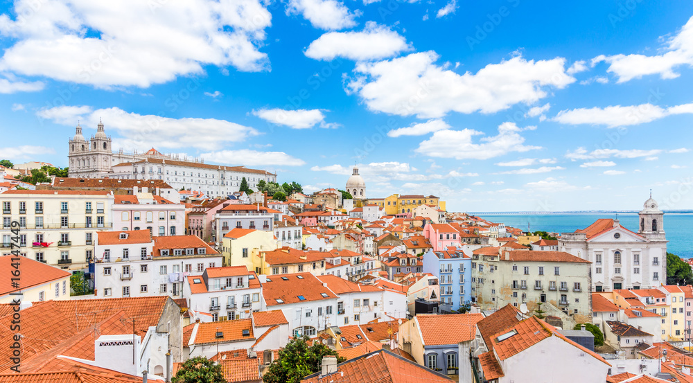 View at the Alfama district from Portas do Sol in Lisbon ,Portugal