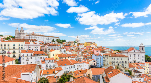 View at the Alfama district from Portas do Sol in Lisbon ,Portugal