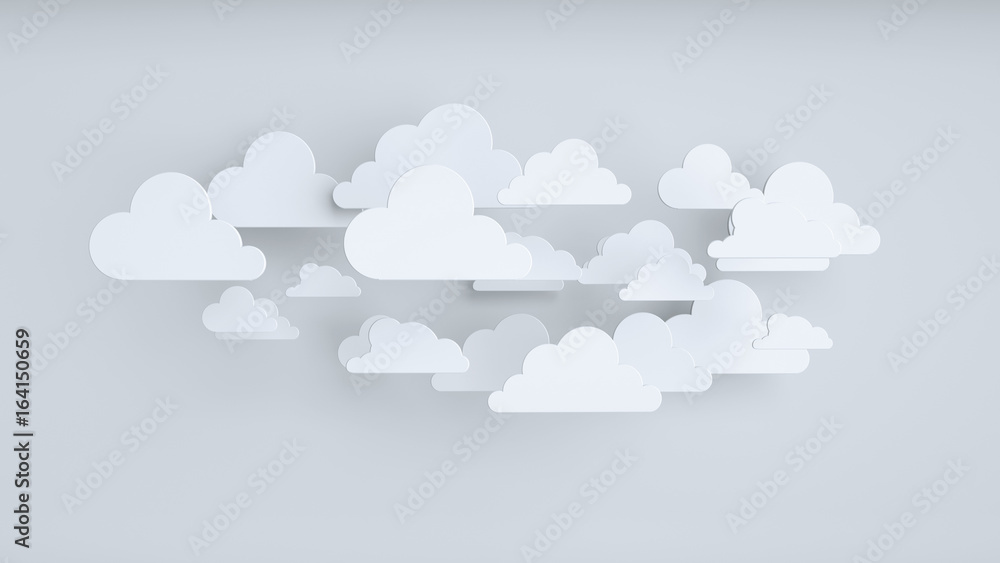 White paper clouds over blue background White paper clouds over blue background