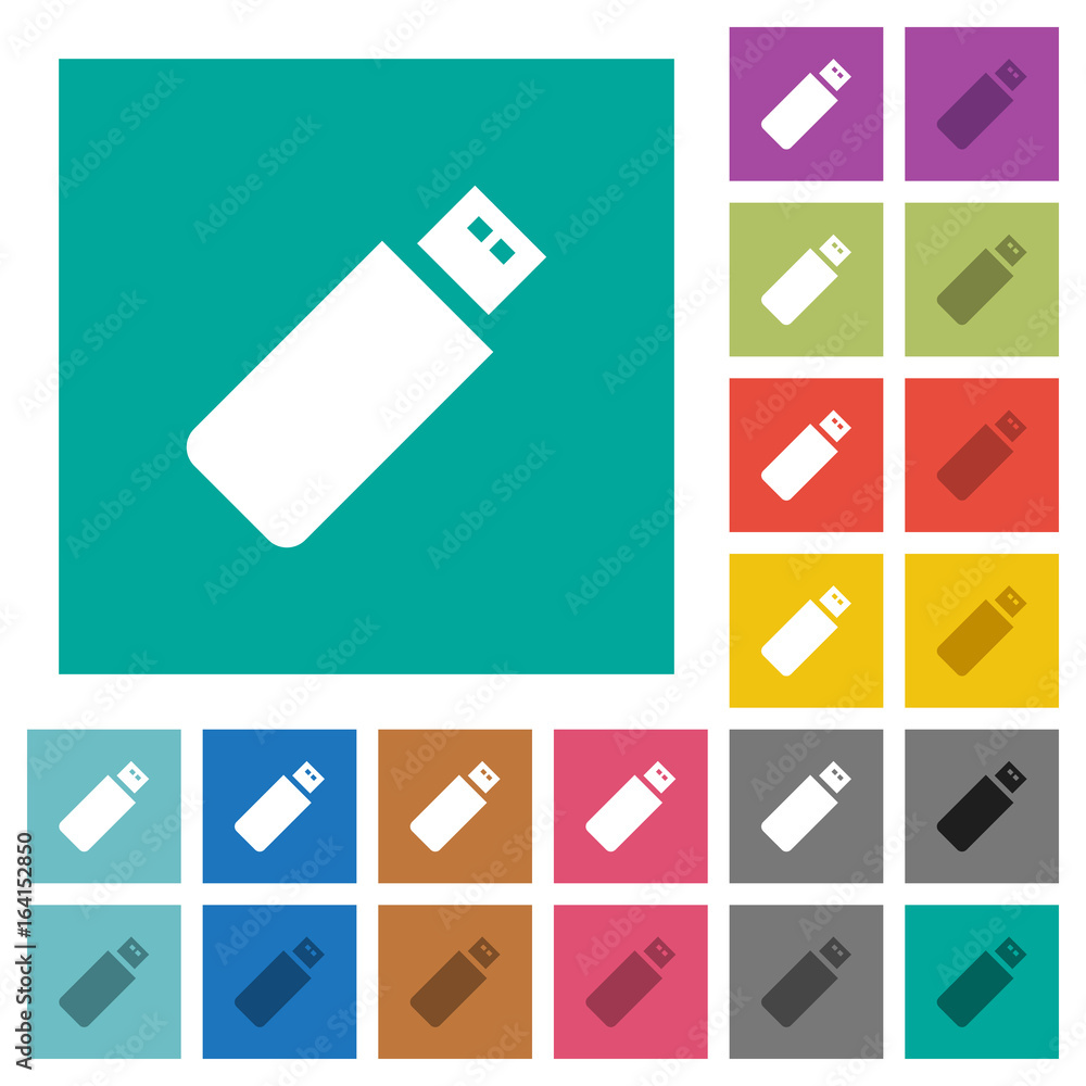Pendrive square flat multi colored icons Pendrive square flat multi colored icons