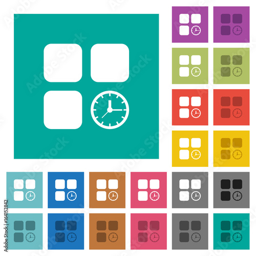 Component timer square flat multi colored icons
