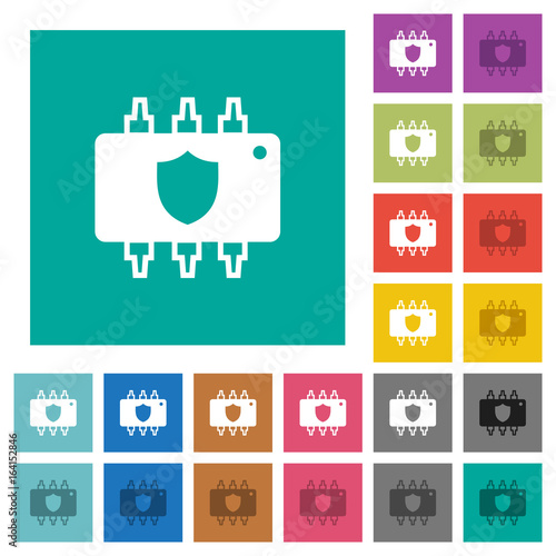 Hardware protection square flat multi colored icons