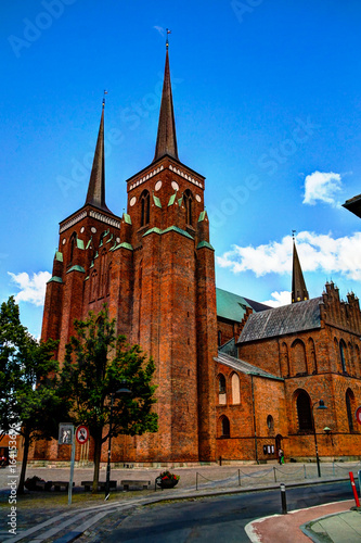 Exterior view to Roskilde Cathedral in Denmark