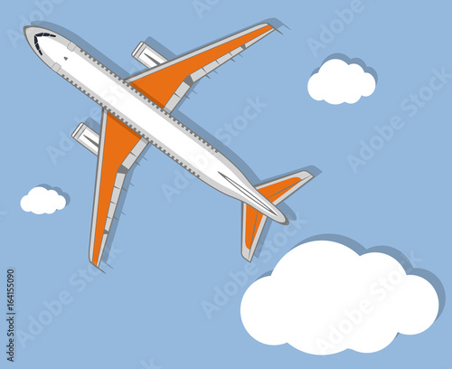 Aviation poster with jet airplane in sky