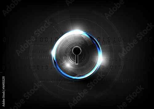 Technological global communication key lock modern sphere abstract background vector
