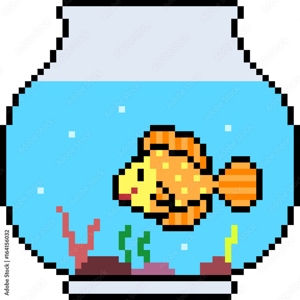 Obraz premium vector pixel art fish pet