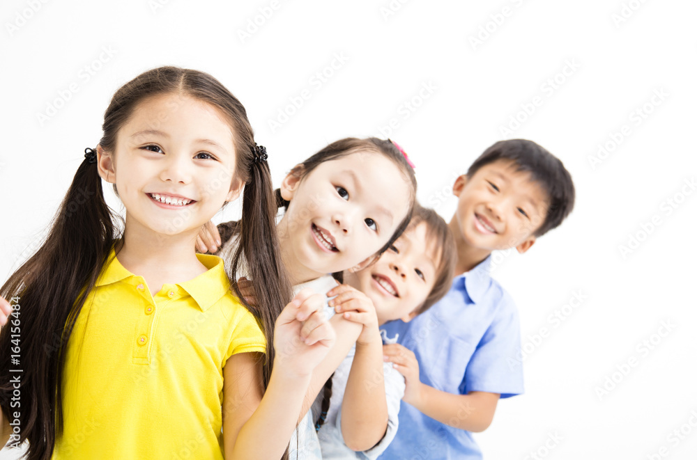 happy and laughing small kids on white background happy and laughing small kids on white background