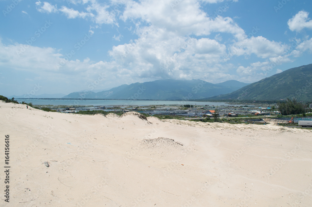 Coastal Landscape with Dunes and Town near Nha Trang, Vietnam