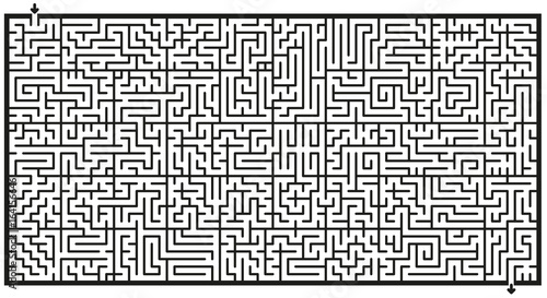 Maze - horizontal format labyrinth - isolated vector illustration over white background.