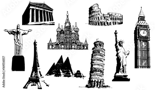 Silhouettes of world sights