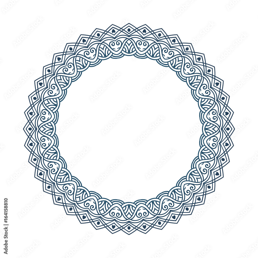Circle Frame Embroidery Pattern Mandala Detail Ethnic Arabic Drawing Vector  Logo Business Template Stock Vector
