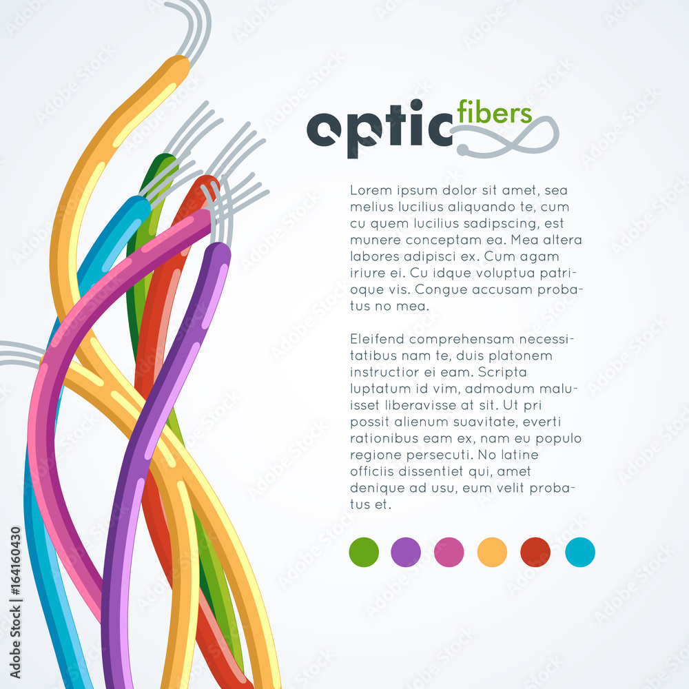 Colorful network optic fiber cables background