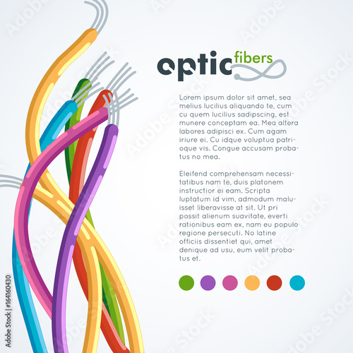 Colorful network optic fiber cables background