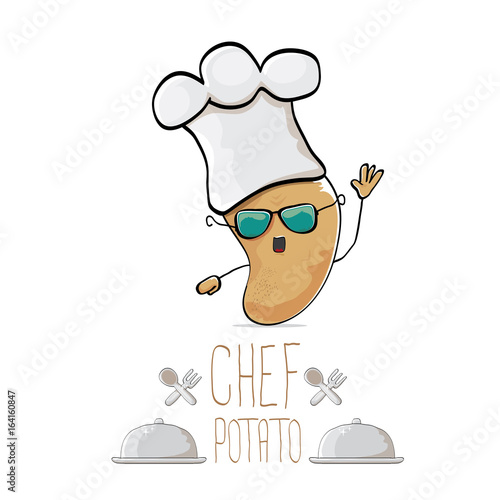 vector funny cartoon cute brown chef potato
