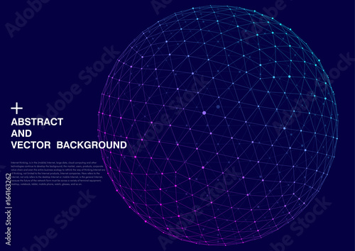 3D polygon mesh sphere, Science and technology background point line connection