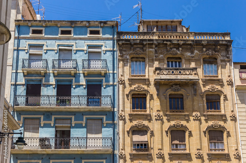 Colorful apartment buildings in the center of Alcoy