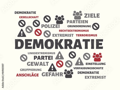 Foto DEMOKRATIE - DIKTATUR - Bilder mit Wörtern aus dem Bereich Extremismus, Wort, Bi