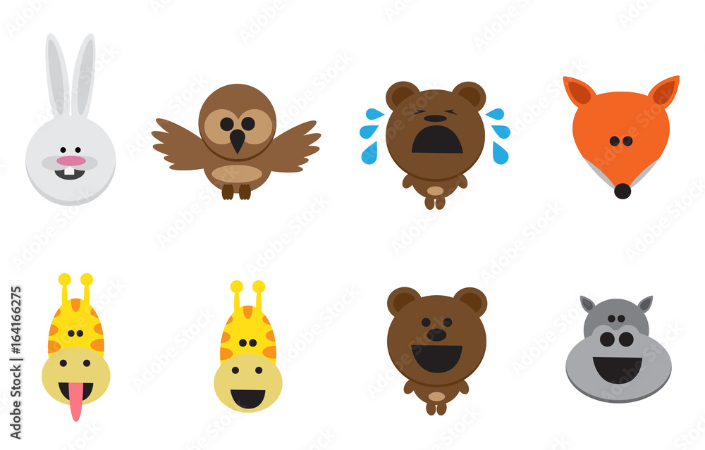 Fototapeta premium Different animal icons in flat style