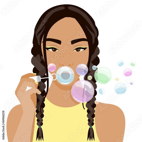 Vector illustration with hipster girl