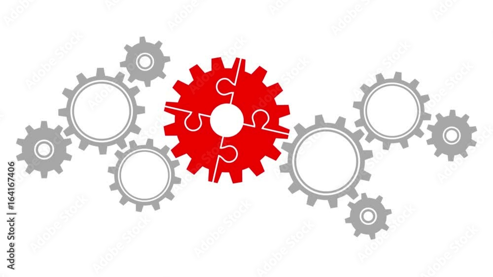 Video Turning Gears Border Big/Small Puzzle Red/Grey Video Turning Gears Border Big/Small Puzzle Red/Grey