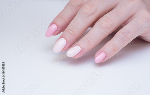 Beautiful natural nails. Clean manicure and nail art. Women s hands