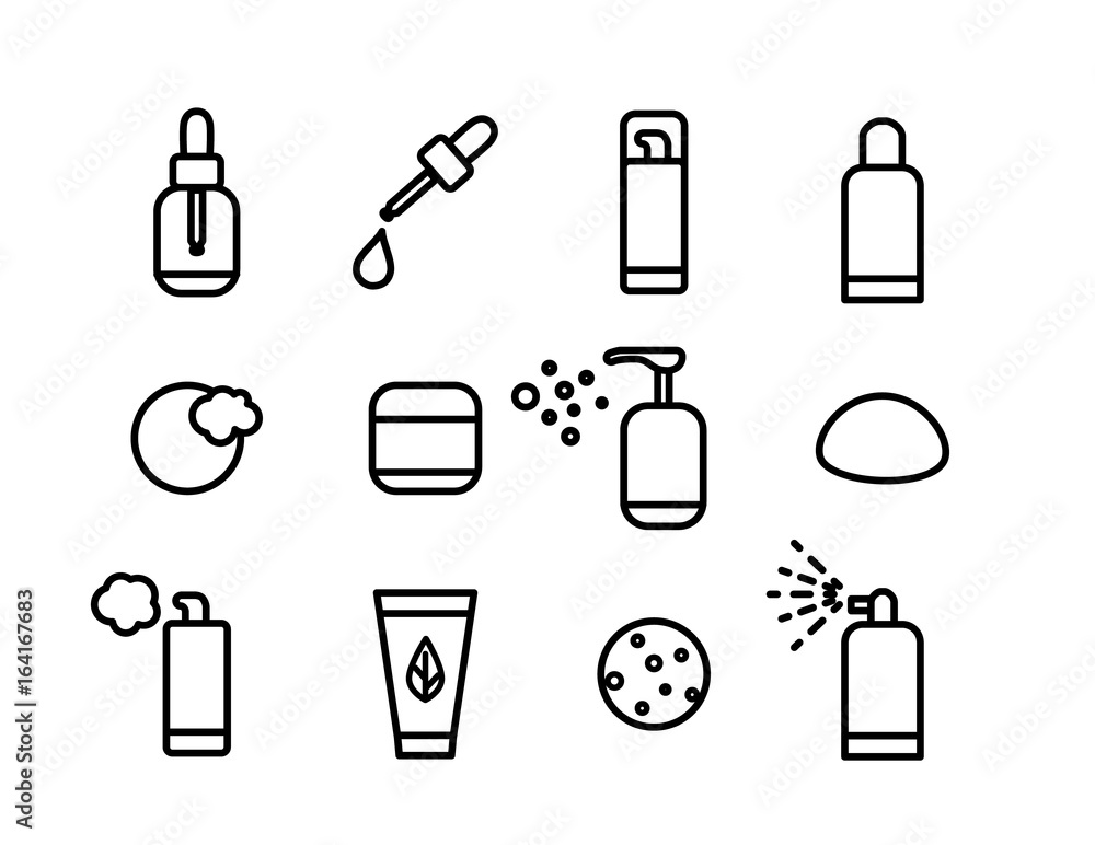 Stockvector Vector line art cosmetics icons Adobe Stock