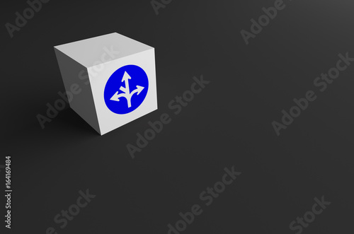 Free Download 3D RENDERING OF ROAD SIGN ON WHITE CUBE WITH GREY BACKGROUND - GFXLoad