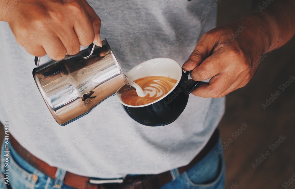 Coffee cup latte art in coffee shop Coffee cup latte art in coffee shop