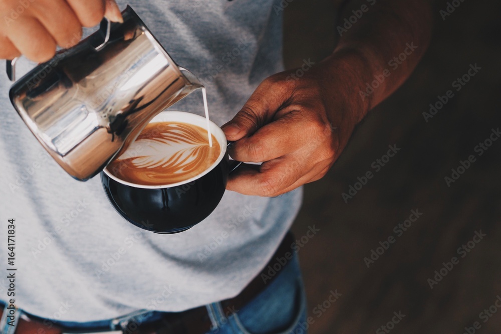 Coffee cup latte art in coffee shop Coffee cup latte art in coffee shop