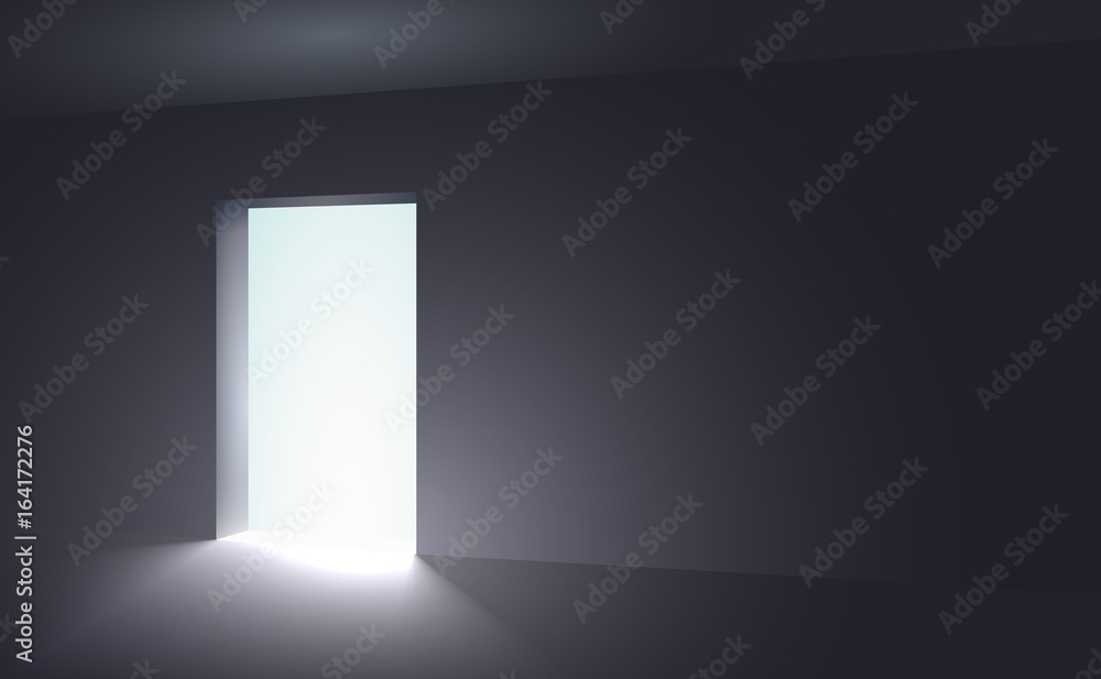 An open space from which appears light in a dark room. Abstract interior in vector graphics An open space from which appears light in a dark room. Abstract interior in vector graphics