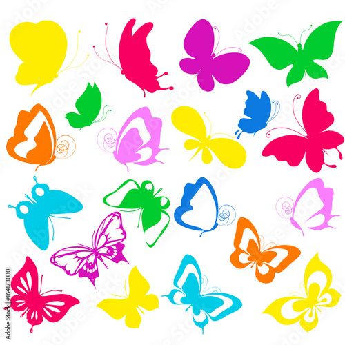 beautiful color butterflies,set, isolated on a white © aboard