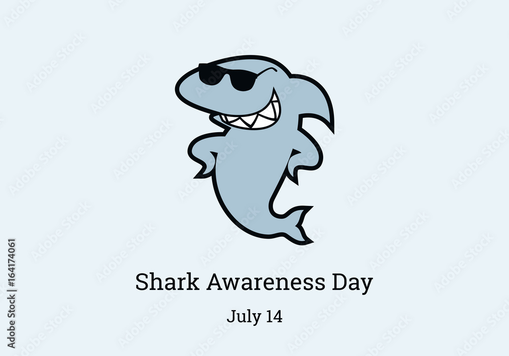 Shark Awareness Day vector. Shark cartoon character. Important day