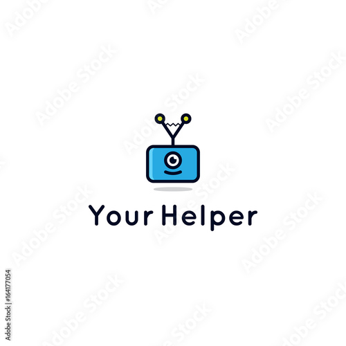 Robot assistant logo for consulting or help center. Vector mascot logo