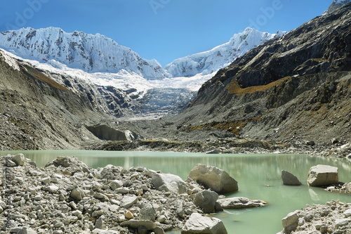 Llaca lagoon, Ocshapalpa peak, and Ranrapalca peak, Peru photo