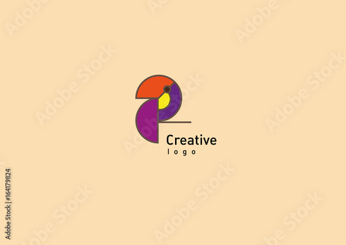 Creative Geometric Contour Logo Large Toucan