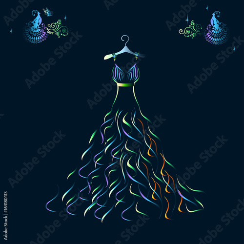 Beautiful shining evening dress silhouette