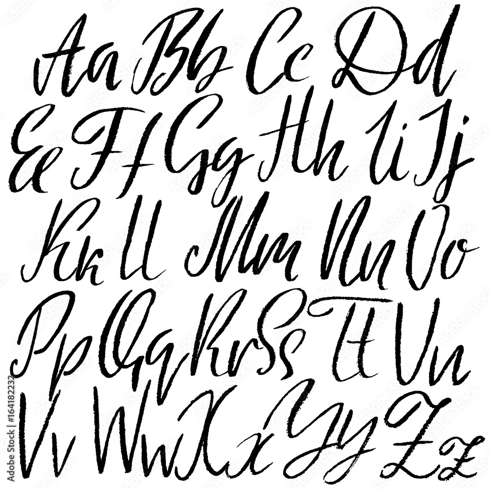 Hand drawn dry brush font. Modern brush lettering. Grunge style alphabet. Vector illustration. Hand drawn dry brush font. Modern brush lettering. Grunge style alphabet. Vector illustration.