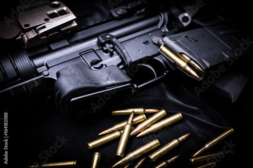M4A1 assult rifle on black background photo