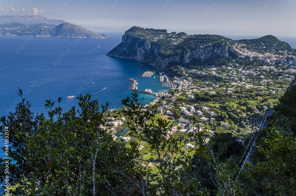 Marina of Capri seen from the mountains of the island