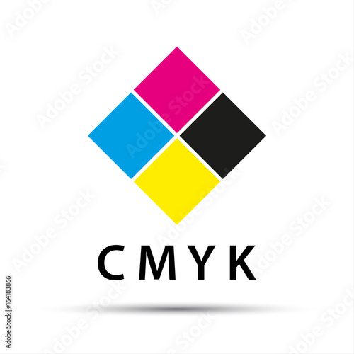Abstract logo in the shape of a diamond with cmyk color isolated on white background
