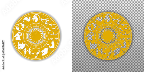 Disk of the zodiac signs with the sun Isolated