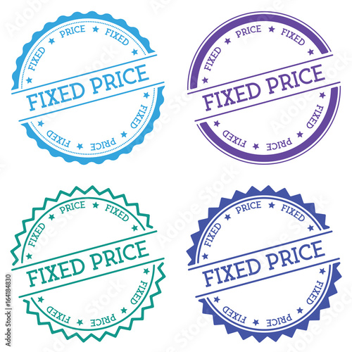 Fixed price badge isolated on white background. Flat style round label with text. Circular emblem vector illustration.