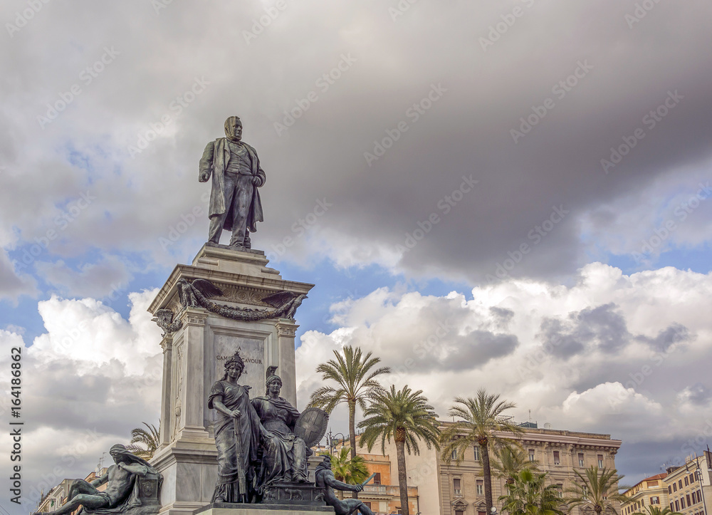 the bronze statue dedicated to Camillo Benso Count of Cavour in Piazza Cavour, Rome
