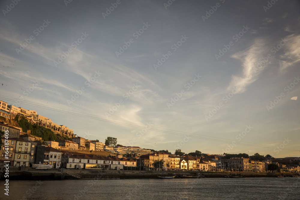 Landscape of the city of Porto (Vila de Gaia) at sunset