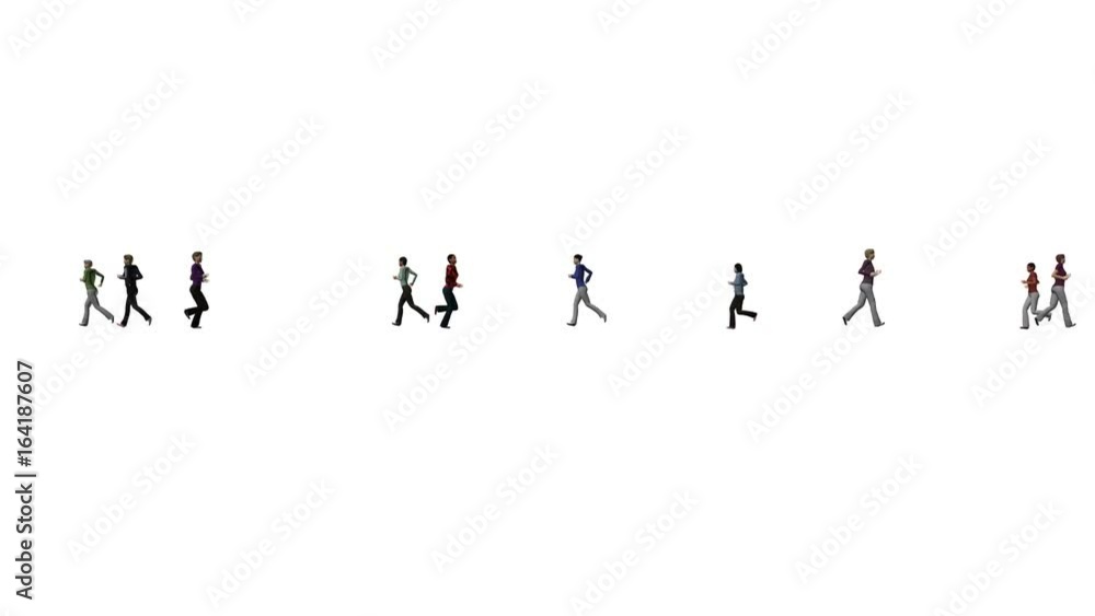 Women run on white background 3D render Women run on white background 3D render