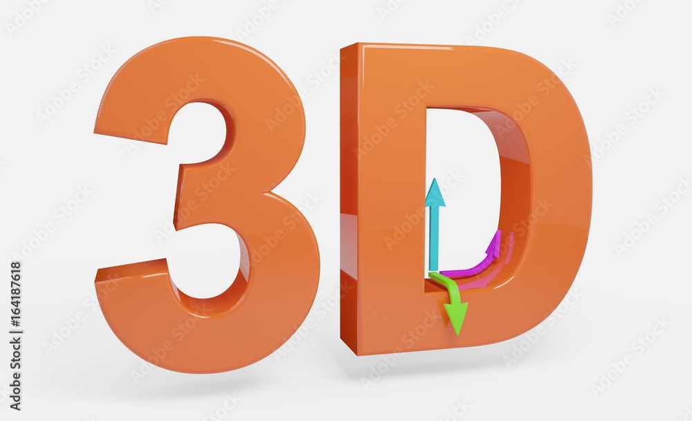 3D text orange with arrows illustration isolated 3D text orange with arrows illustration isolated
