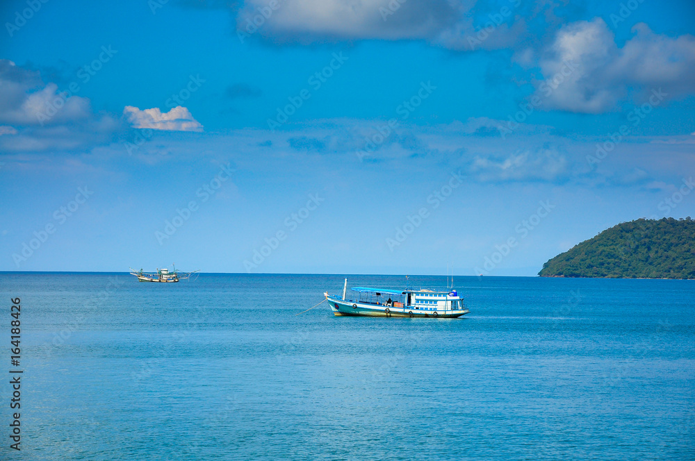 Lonely boat in beautiful seascape