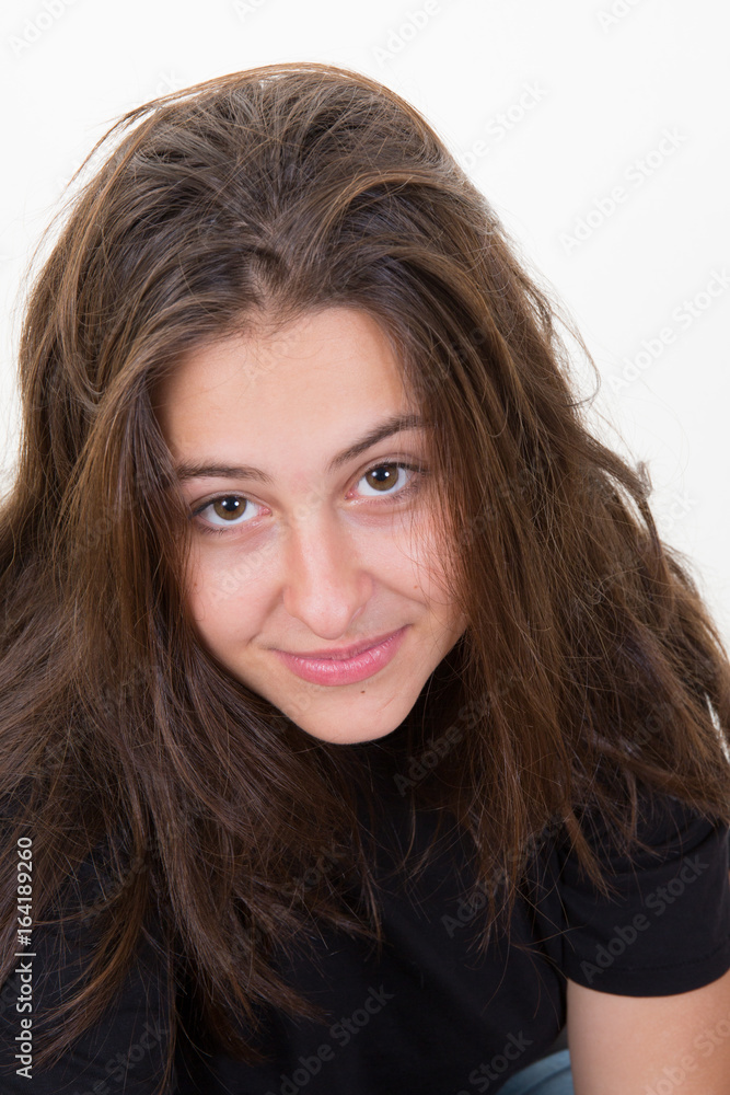 Young casual woman style isolated over white background. studio portrait Young casual woman style isolated over white background. studio portrait